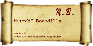 Mitró Borbála névjegykártya